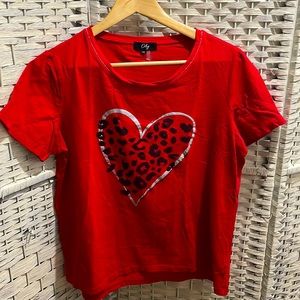Fun red heart womens TShirt by Orly